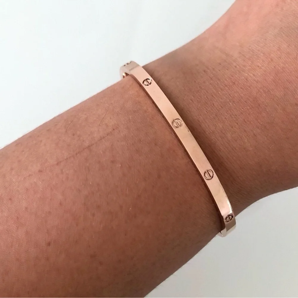 Generic Small Model Screw Cuff Bangle Bracelet with Screwdriver in Rose Gold